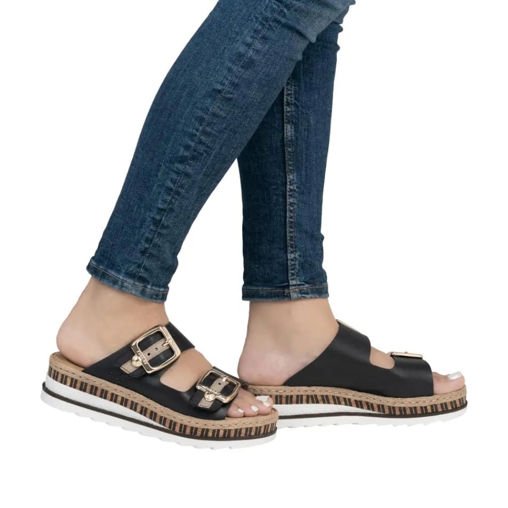 Outlet Rieker Sandal Dame Sort